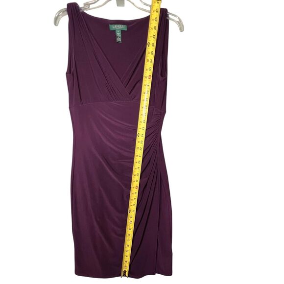 Lauren Ralph Lauren Dress Womens 6 Ruched Sleeveless V Neck Cocktail Party - Picture 4 of 10